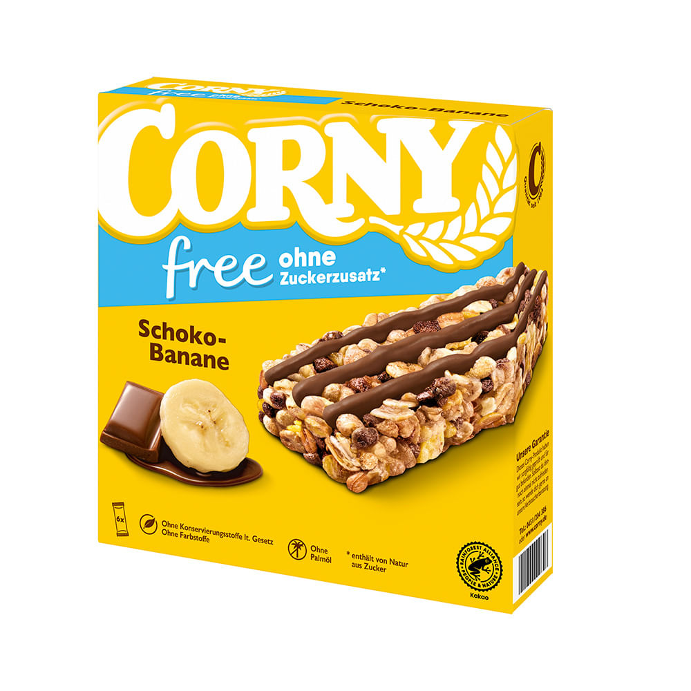 Barras de Cereal Sabor Banana y Chocolate 120 Grs x 6 Un Corny