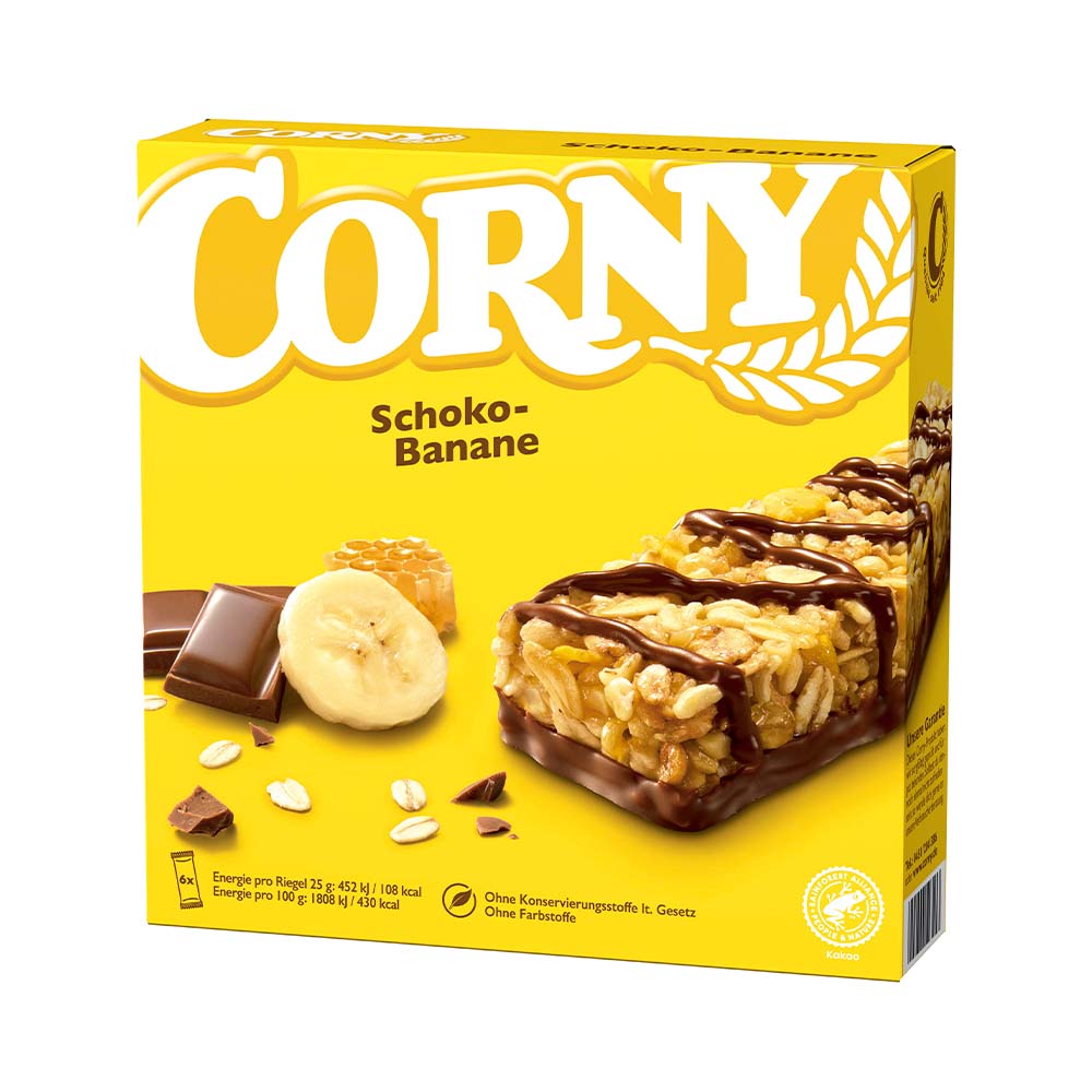 Barras de Cereal Sabor Chocolate y Banana 150 Grs x 6 Un Corny