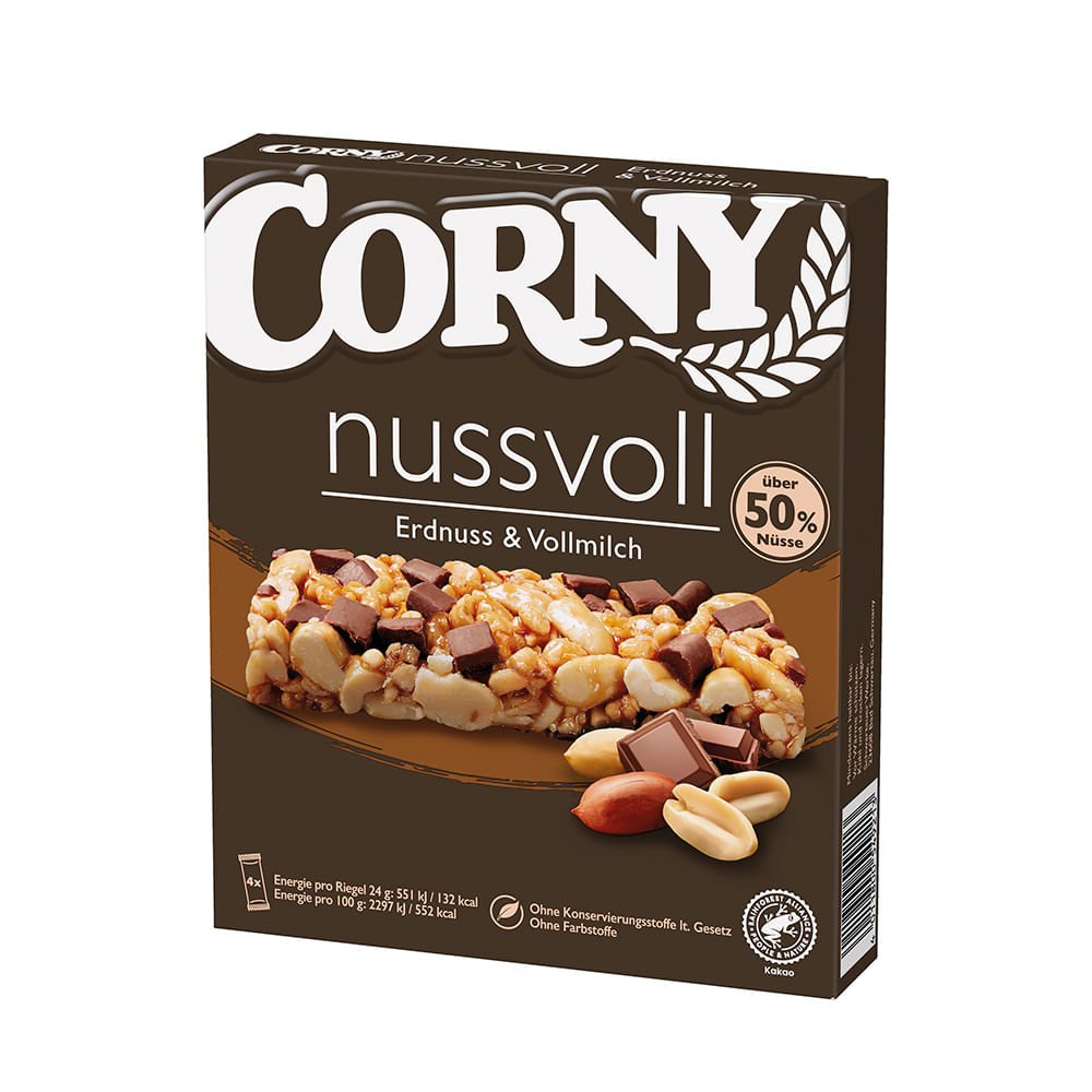 Barras de Cereal Sabor Maní y Chocolate 96 Grs x 4 Un Corny