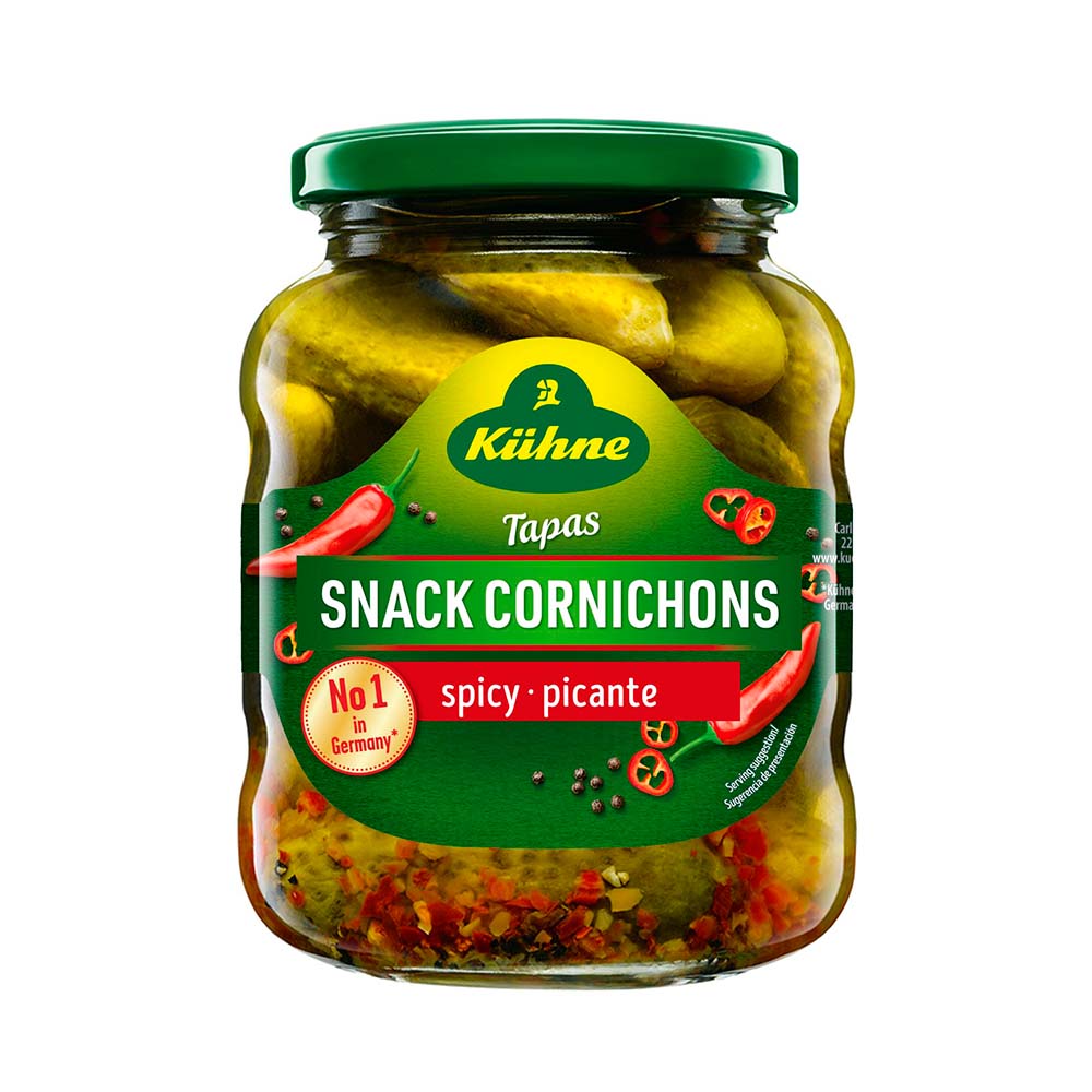 Pepinos Sabor Picante 330 Grs Kuhne