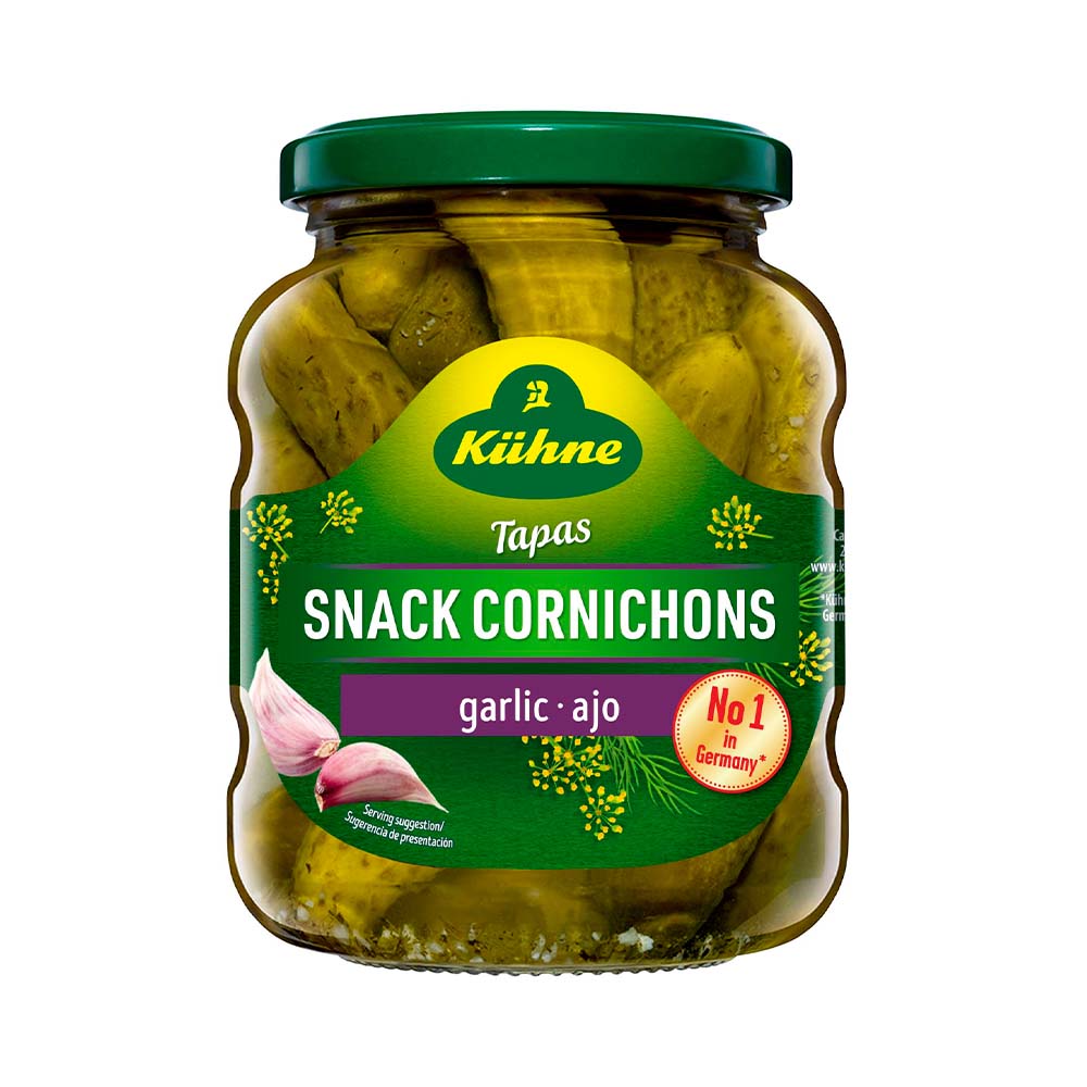 Pepinos Sabor Ajo 330 Grs Kuhne