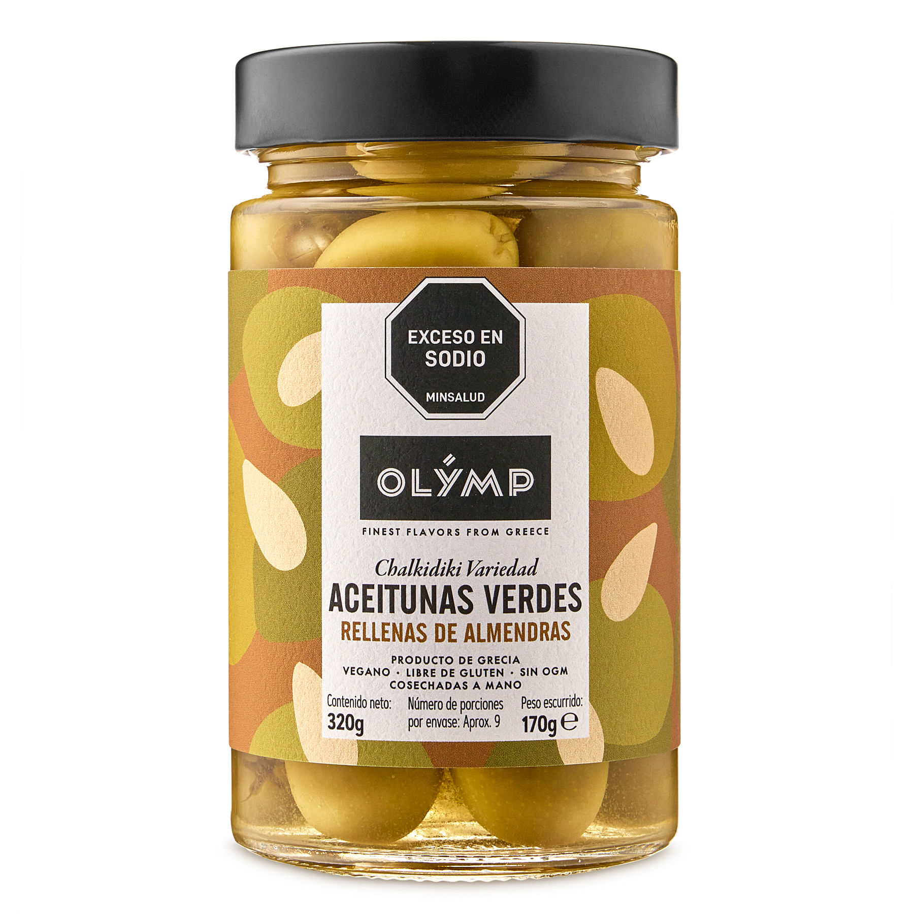 Aceitunas Verdes Rellenas de Almendras 320 Grs Olymp