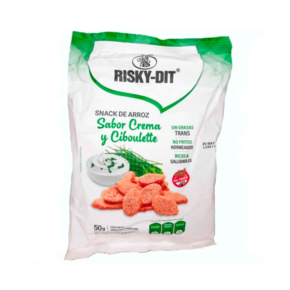 Galletitas de Arroz Sabor Crema y Ciboulette 50 Grs Riski-Dit