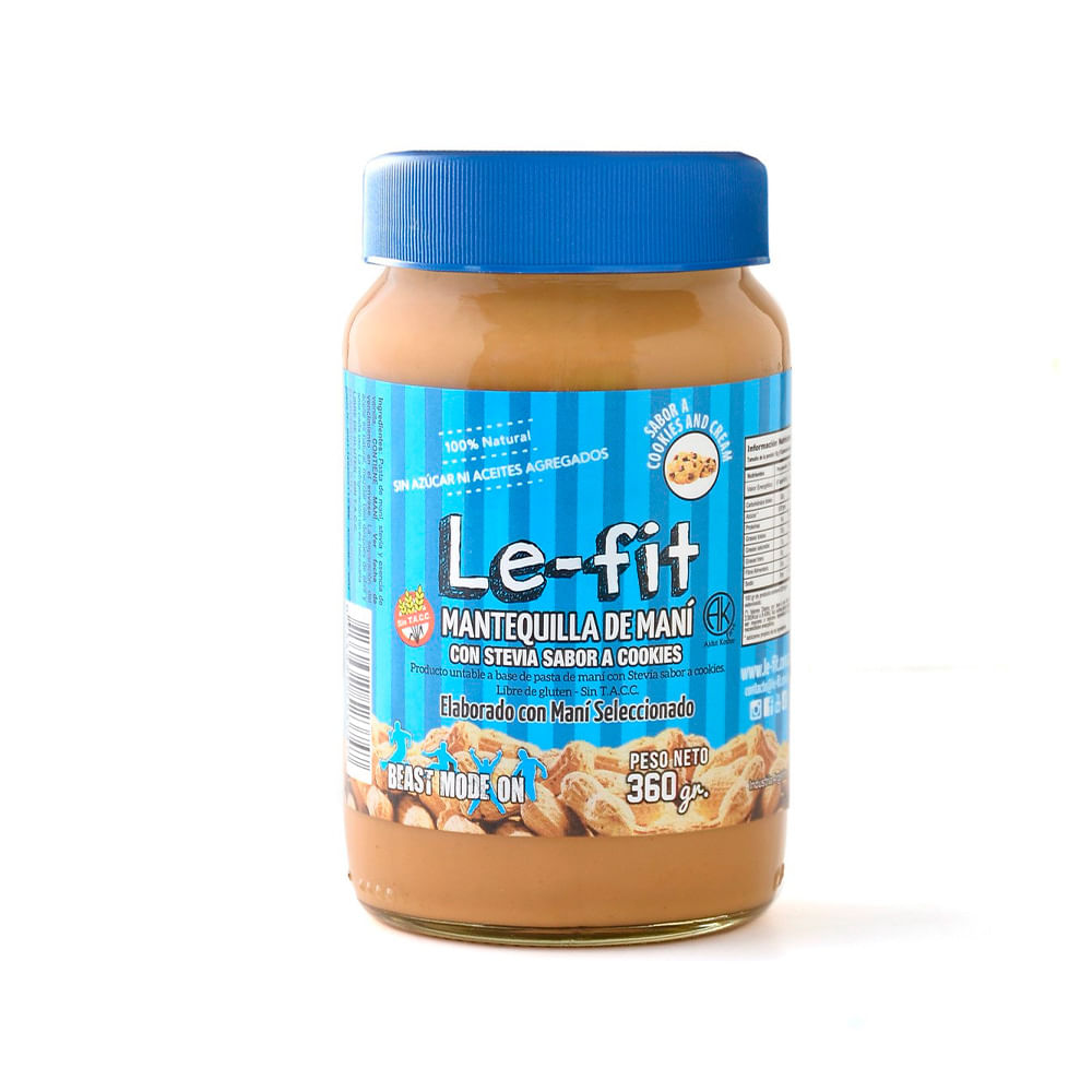 Mantequilla de Maní Sabor Cookies and Cream 360 Grs Le-fit