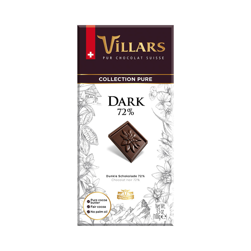 Chocolate Sabor Negro 72 % Cacao 100 Grs Villars