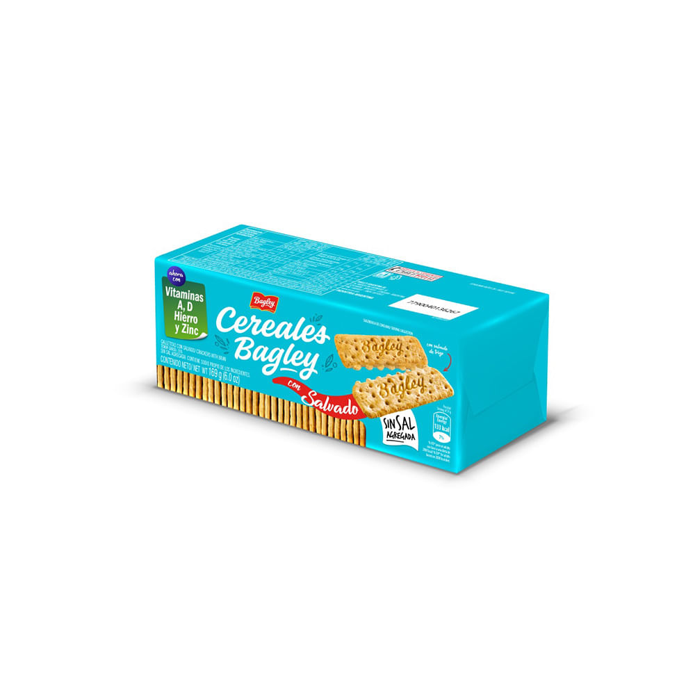 Galletas Cereales Salvado Bagley Sin Sal X169g