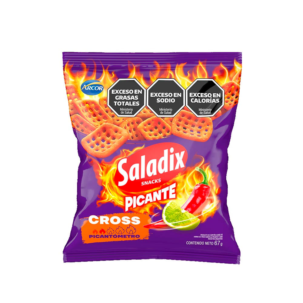 Galletitas Snacks Cross Sabor Picante y Lima 67 Grs Saladix