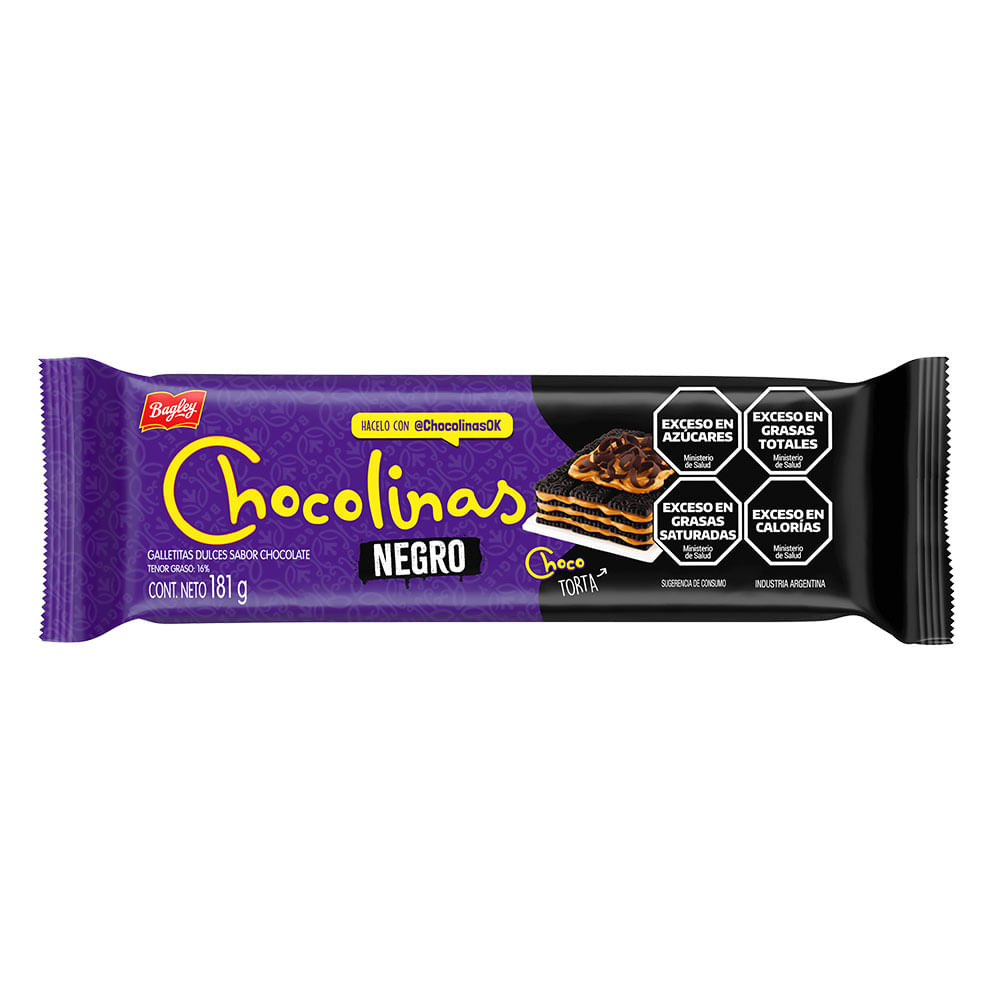 Galletitas Sabor Chocolate Negro 181 Grs Chocolinas