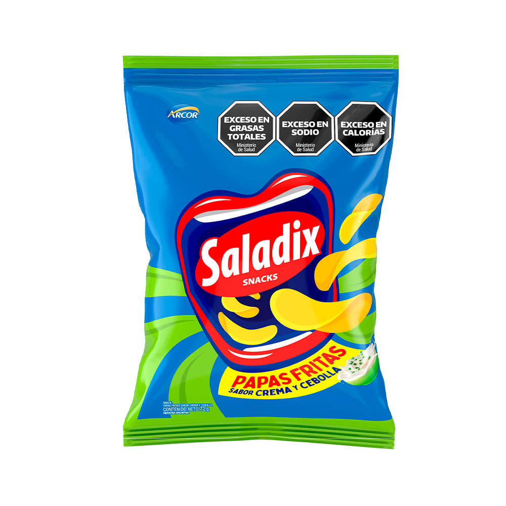 Papas Fritas Sabor Crema y Cebolla 72 Grs Saladix