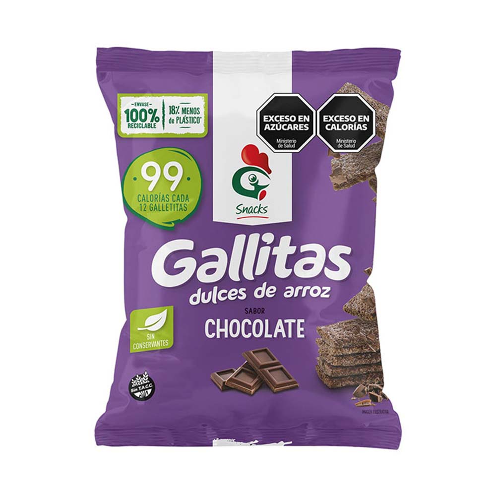Galletitas de Arroz Sabor Chocolate 100 Grs Gallo