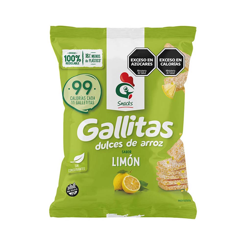 Galletitas de Arroz Sabor Limón 100 Grs Gallo