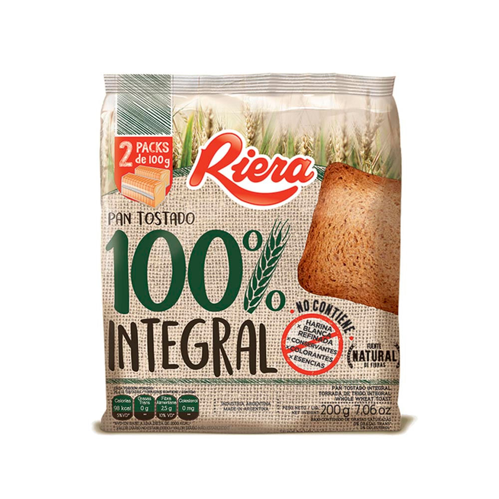 Tostadas Riera 100% Integral 200 Gr