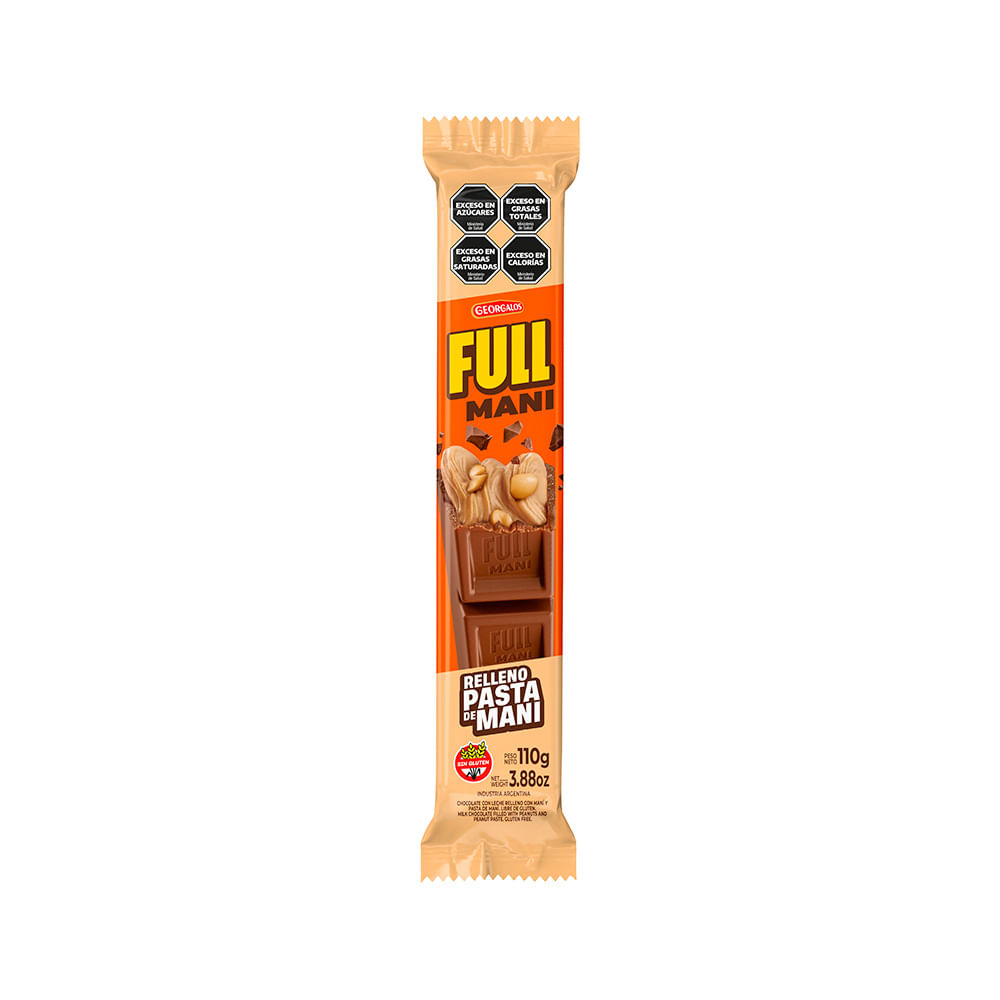 Chocolate Full Maní Relleno de Pasta de Maní 110 Grs Georgalos