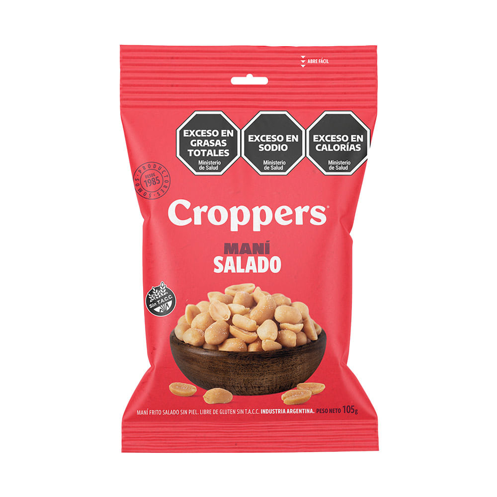 Maní Frito Salado sin Piel 105 Grs Croppers