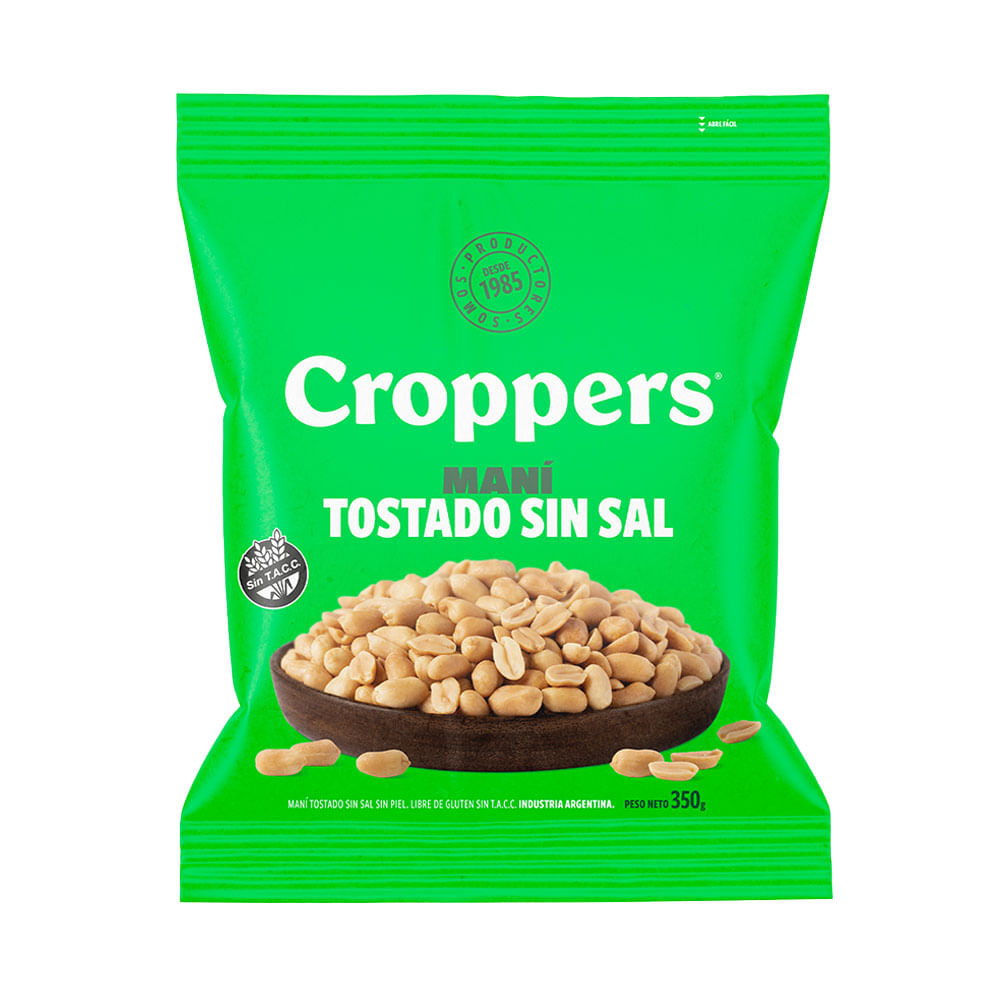 Maní Tostado sin Sal 350 Grs Croppers