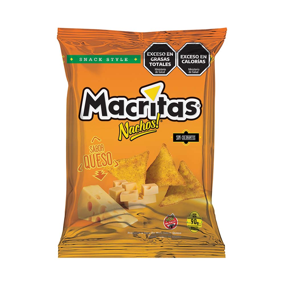 Nachos Snack Style Sabor Queso 90 Grs Macritas