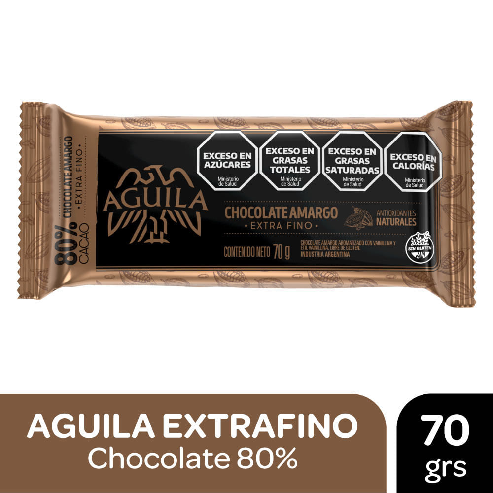 Chocolate Amargo 80% Cacao 70 Grs Aguila