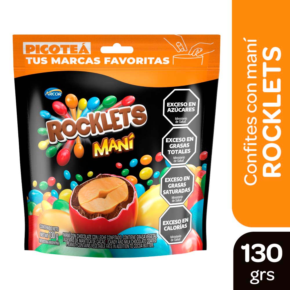 Confites de Maní con Chocolate 130 Grs x 1 Un Rocklet's