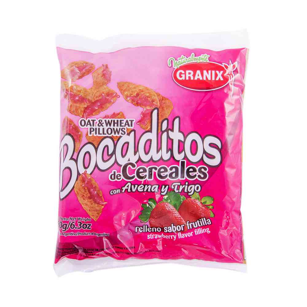 Bocaditos de Cereales con Avena y Trigo Sabor Frutilla 180 Grs Granix
