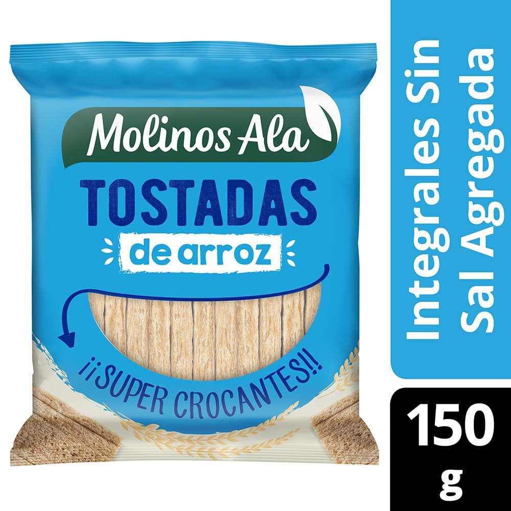 Tostadas de Arroz Integral Sin Sal 150 Grs Molinos Ala