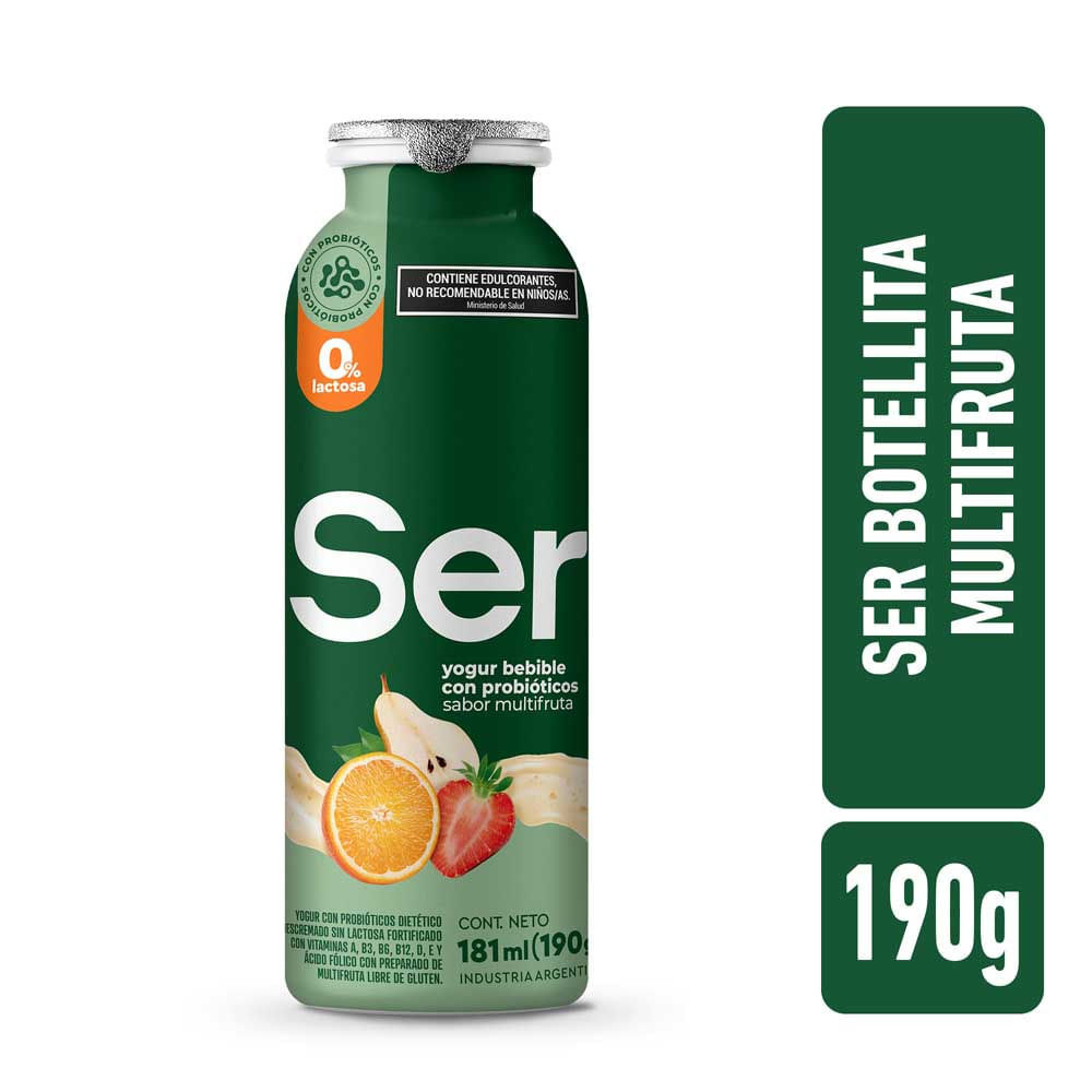 Yogur Sabor Multifruta Bebible Descremado 190 Grs Ser