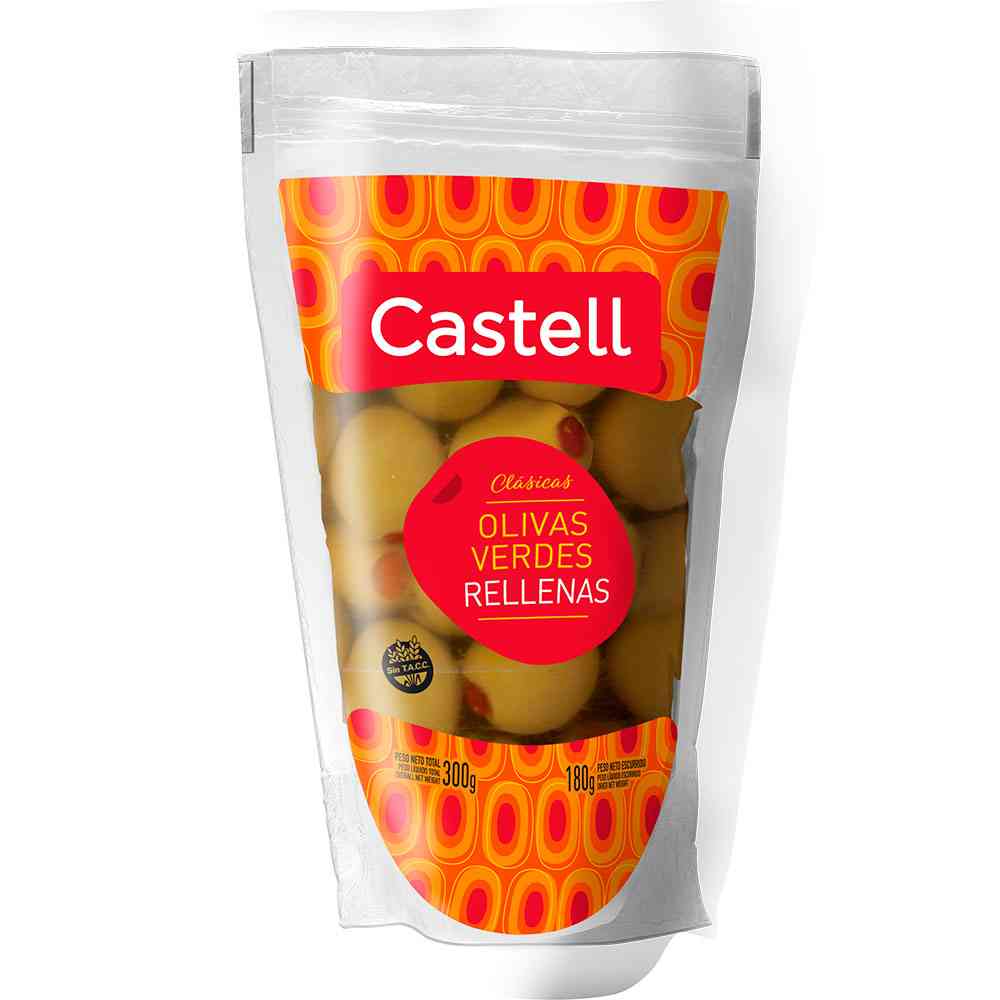 Aceitunas rellenas de morrón 180 Grs Castell