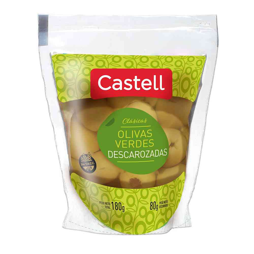 Aceitunas Verdes Descarozadas 80 Grs Castell