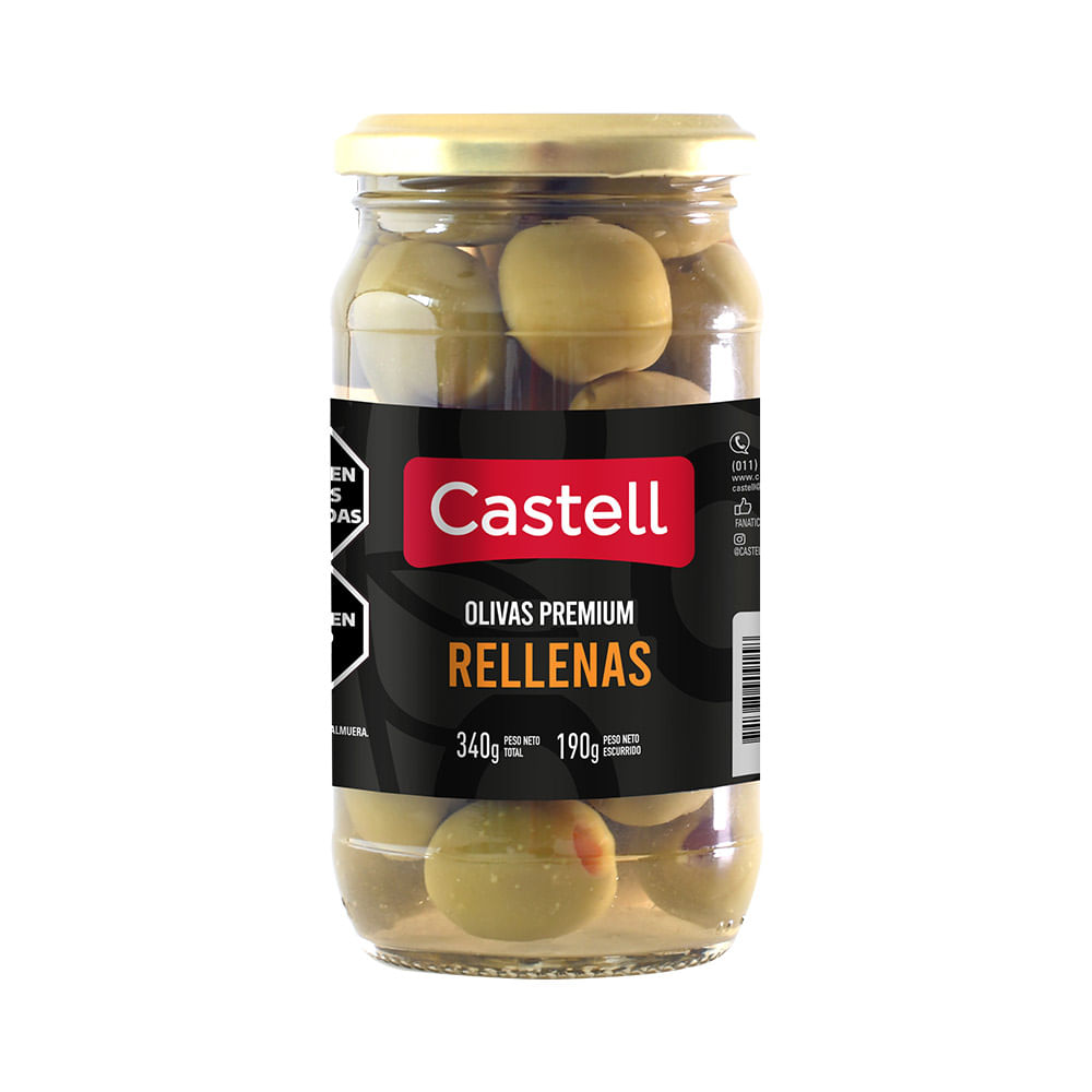 Aceitunas Verdes Rellenas de morrón 340 Grs Castell