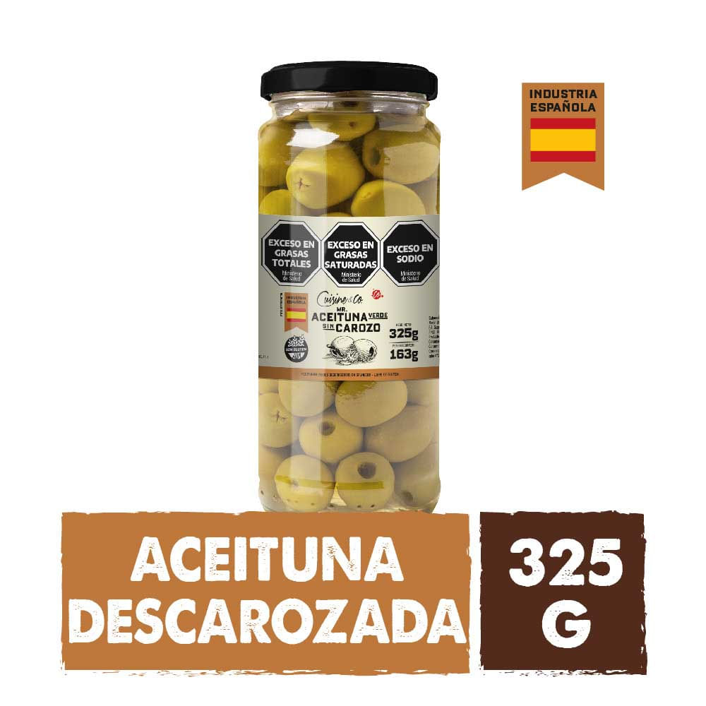 Aceitunas Verdes Descarozadas en Salmuera 325 Grs Cuisine y Co Premium