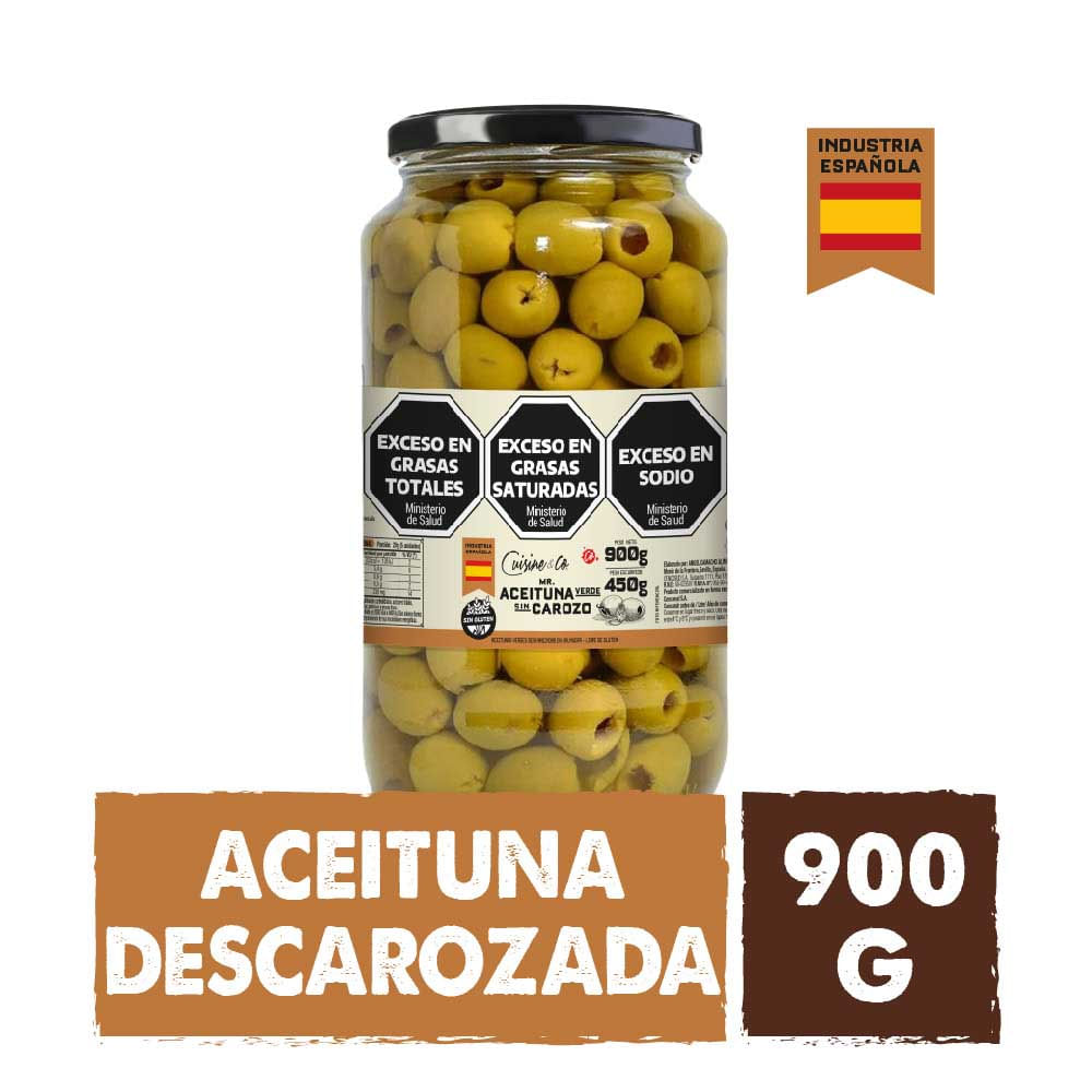 Aceitunas Verdes Descarozadas 900 Grs Cuisine y Co Premium
