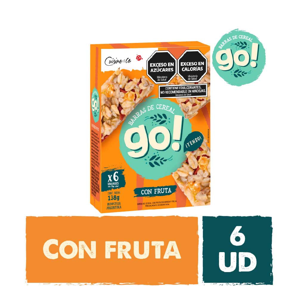 Barras de Cereal Sabor Fruta 138 Grs x 6 Un Cuisine y Co