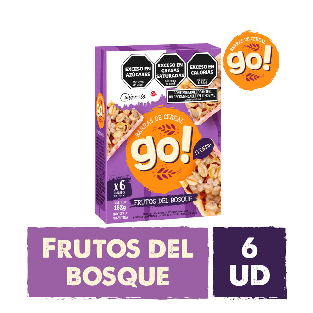 Barras de Cereal Sabor Frutos del Bosque 162 Grs x 6 Un Cuisine y Co