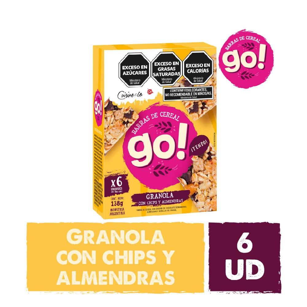 Barras de Cereal Sabor Granola con Chips y Almendras 138 Grs x 6 Un Cuisine & Co