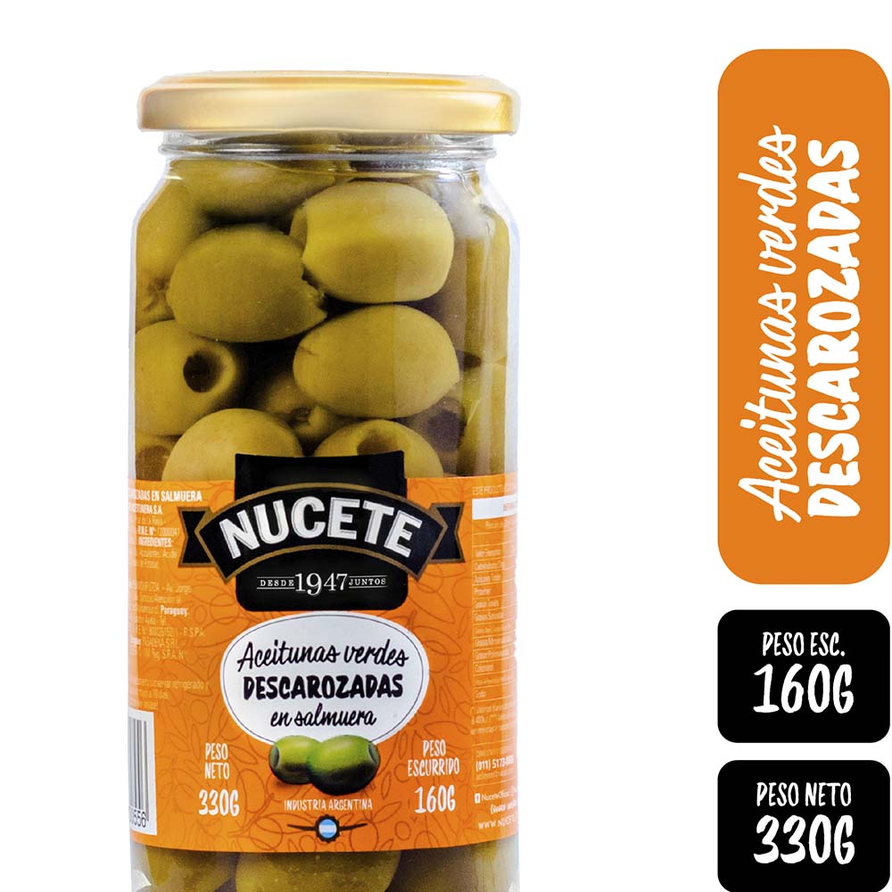 Aceitunas Verdes Descarozadas 330 Grs Nucete