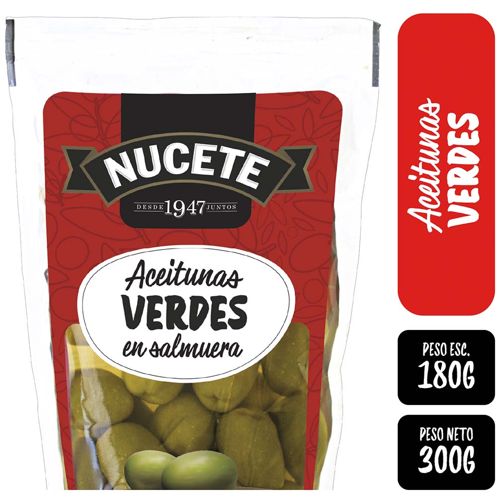 Aceitunas Verdes en salmuera 300 Grs Nucete