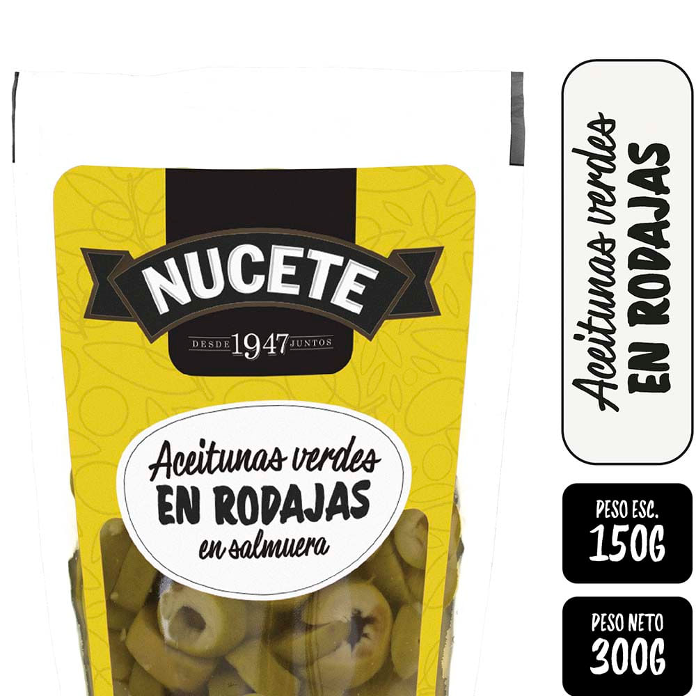 Aceitunas Verdes en Rodajas en Salmuera 300 Grs Nucete