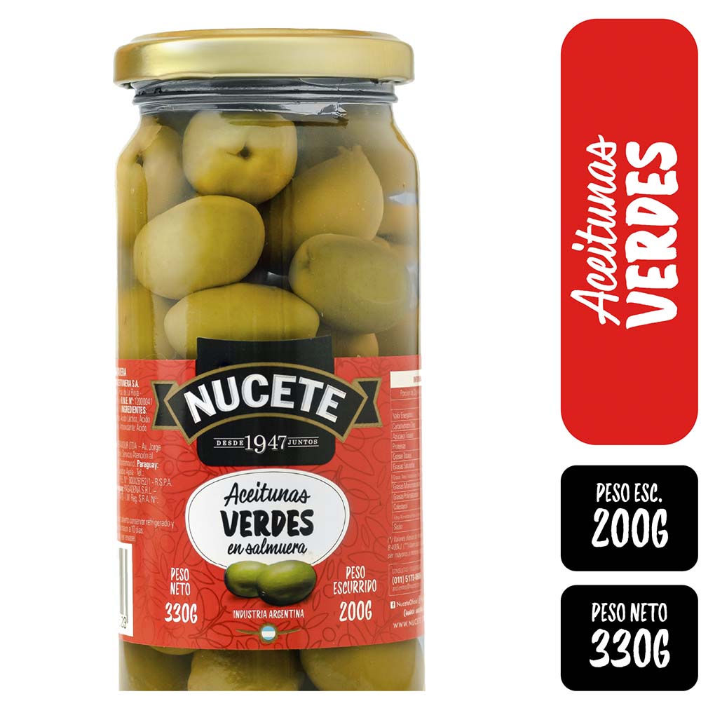 Aceitunas Verdes en Salmuera 200 Grs Nucete