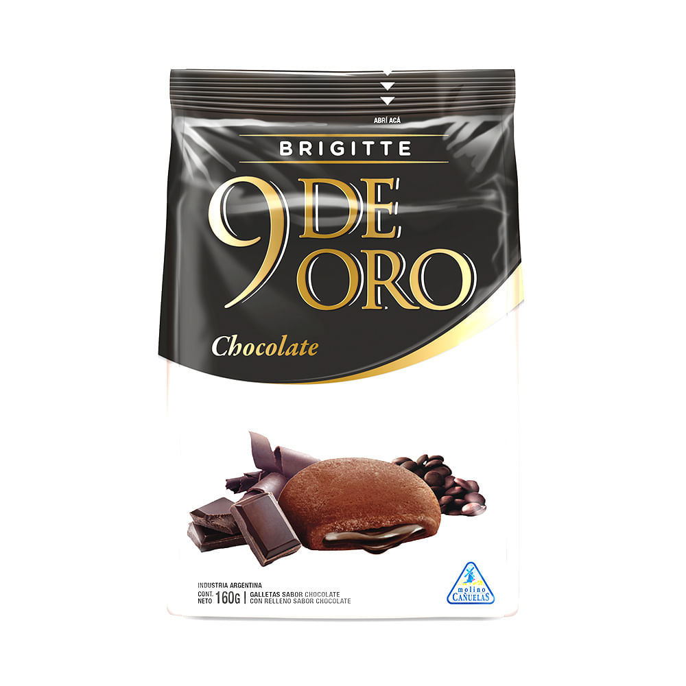 Galletitas Rellenas de Chocolate Sabor Chocolate 160 Grs 9 De Oro