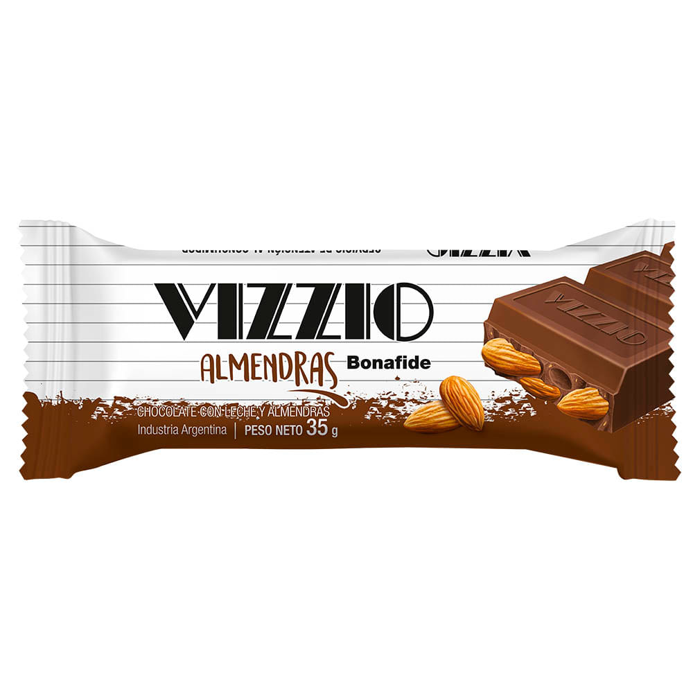 Chocolate Sabor Leche y Almendras 35 Grs Vizzio