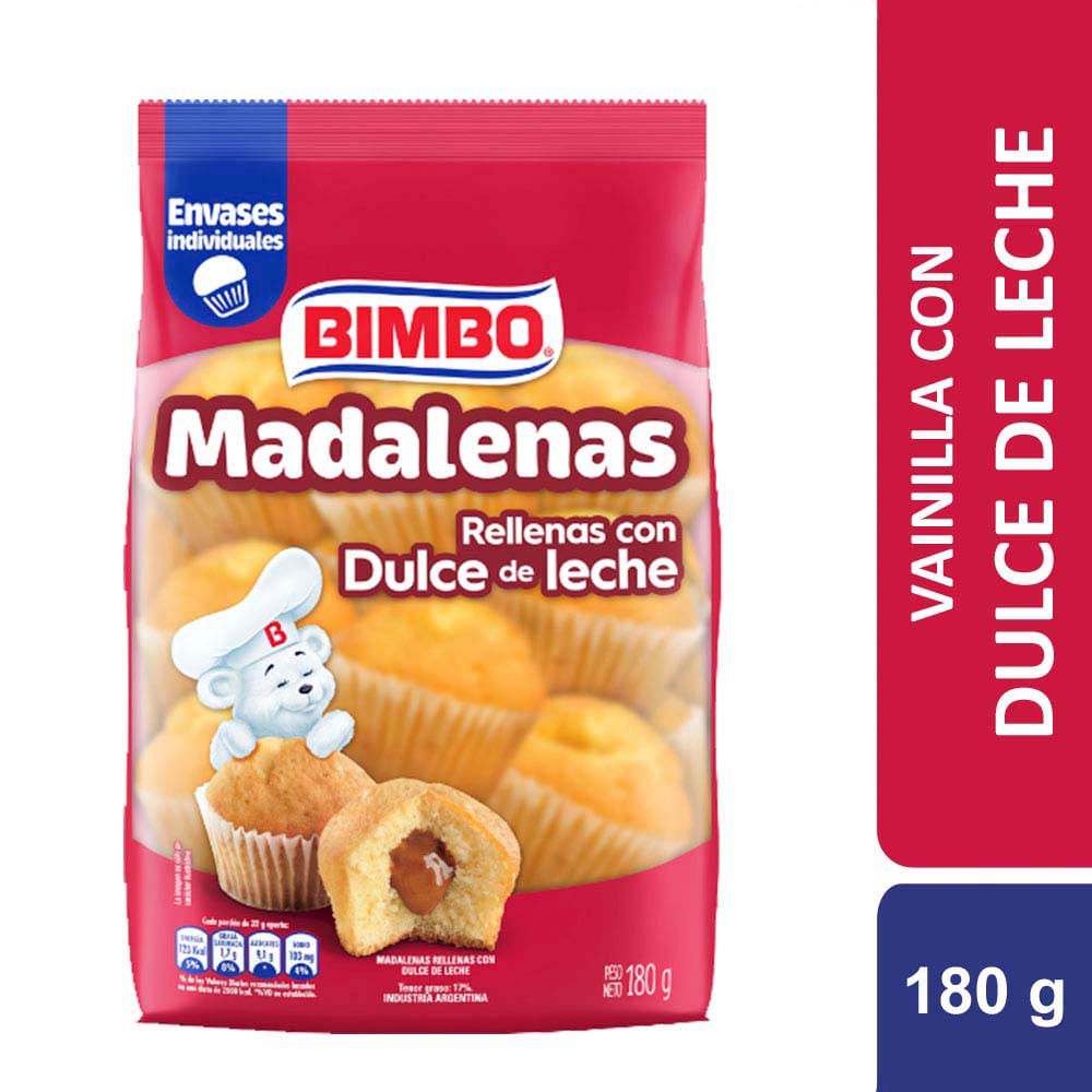 Madalenas Rellenas Dulce De Leche Bimbo 180g