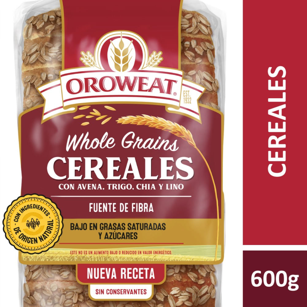 Pan de Molde con Cereales 600 Grs Oroweat