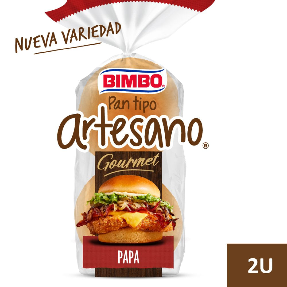 Pan De Hamburguesa Artesano Papa 2 Un X 160 Grs C/u Bimbo