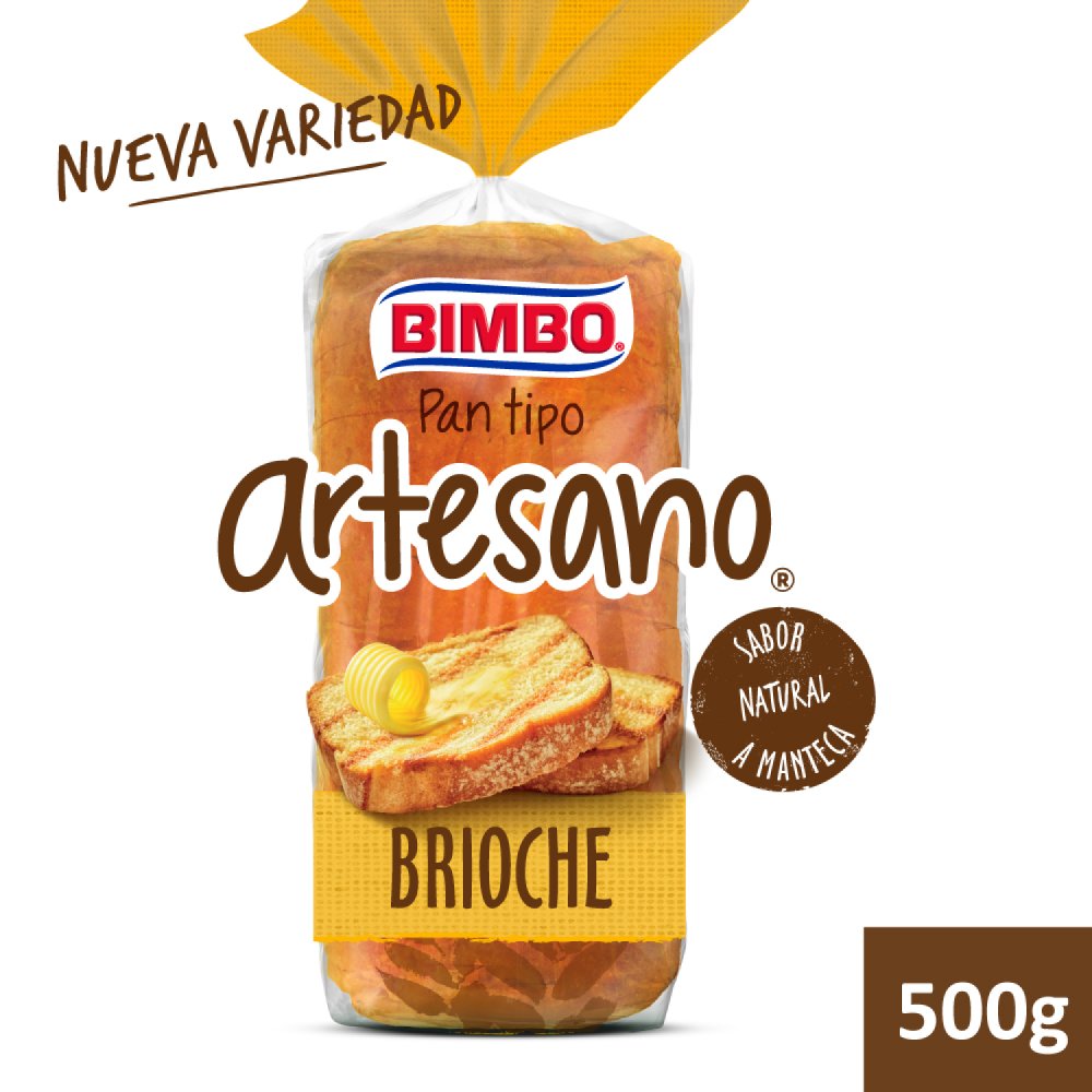 Pan Molde Artesano Brioche Sabor Manteca 500 Grs Bimbo