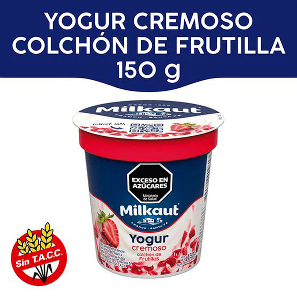 Yogur Sabor Frutilla Cremoso 150 Grs Milkaut