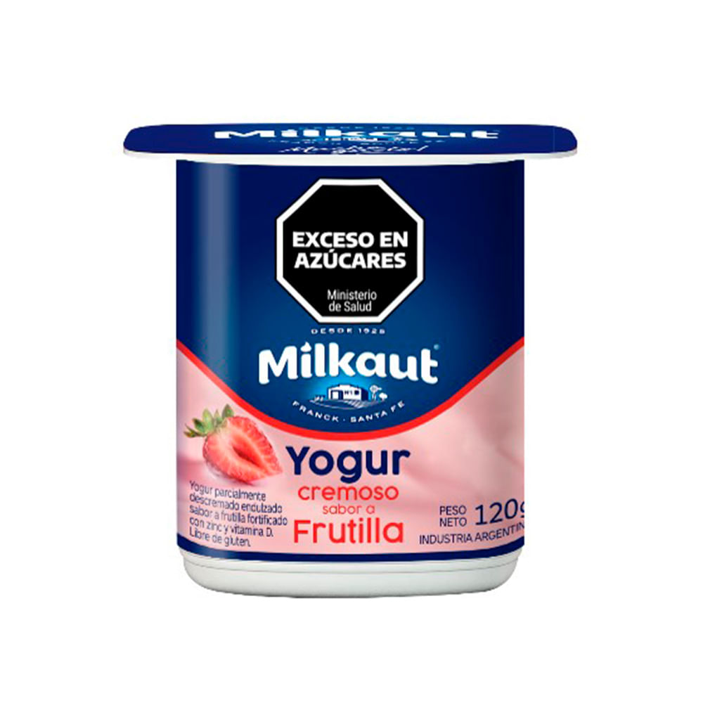 Yogurt Sabor Frutilla Cremoso 120 Grs Milkaut