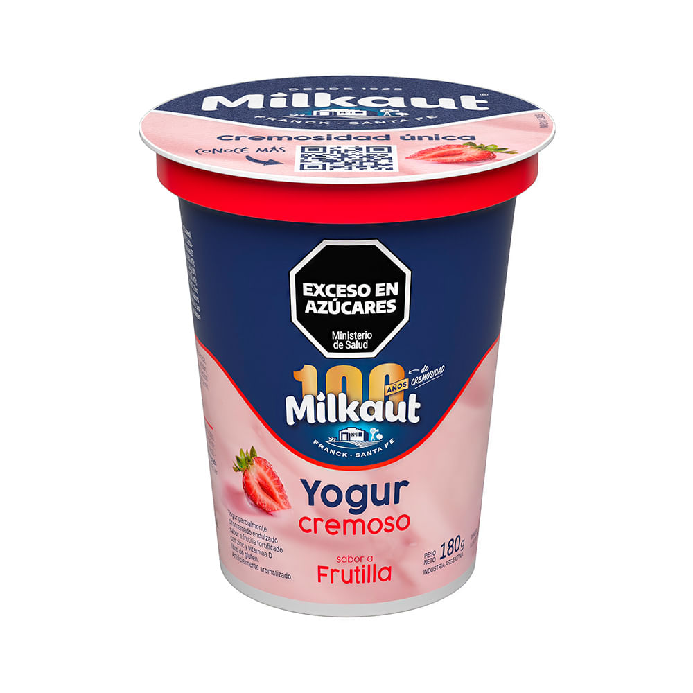 Yogurt Sabor Frutilla Cremoso 180 Grs Milkaut