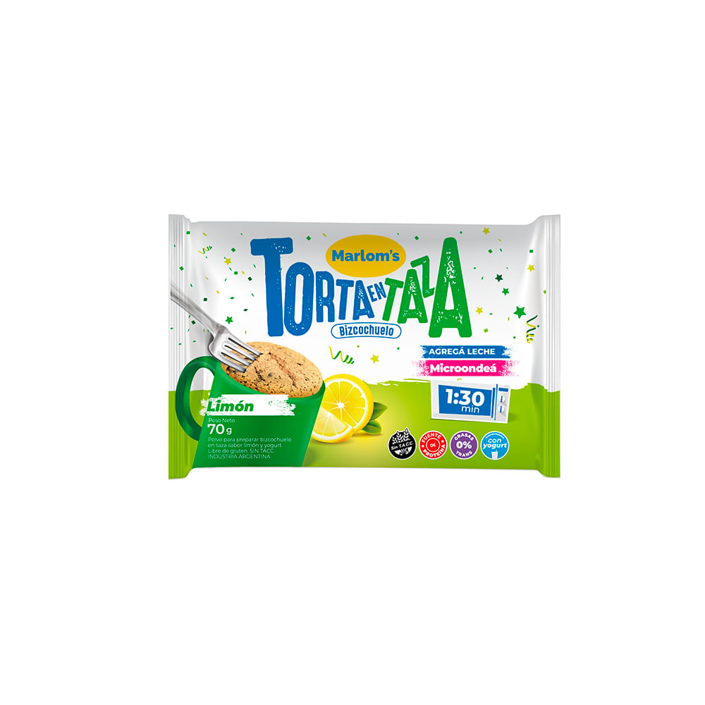 Torta Bizcochuelo Sabor Limón y Yogurt 70 Grs Tortaza