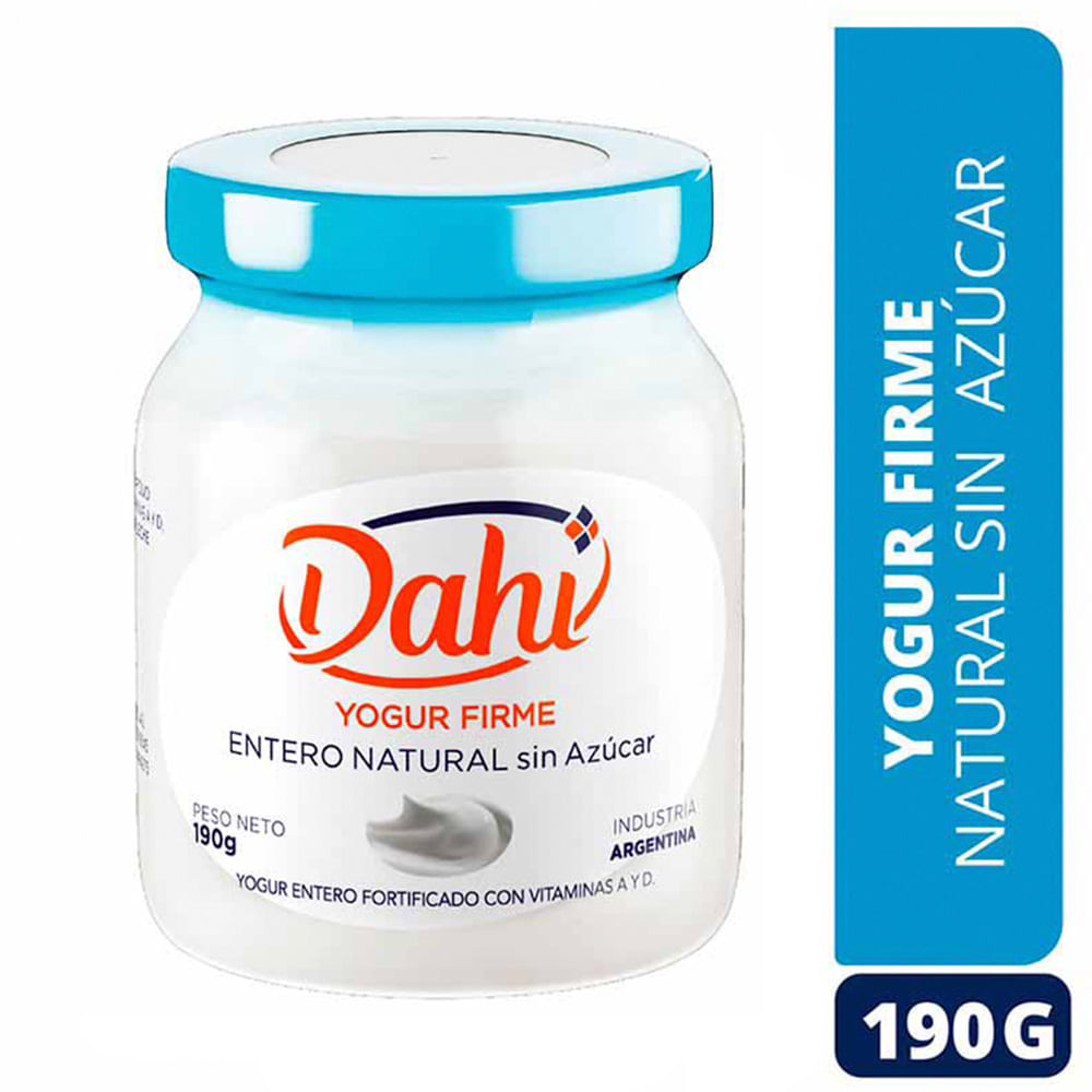 Yogur Dahí  Firme Entero Natural Sin Azucar 190g