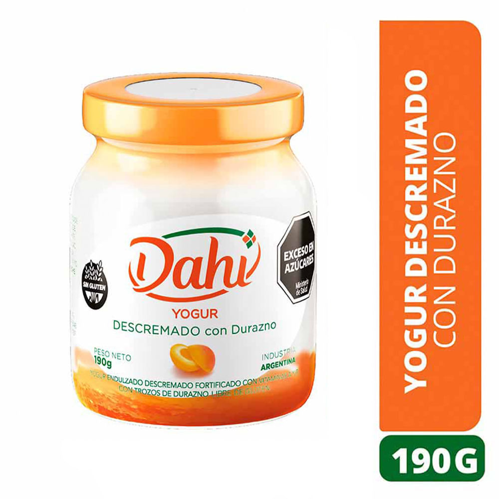 Yogurt Sabor Durazno Descremado 190 Grs Dahí