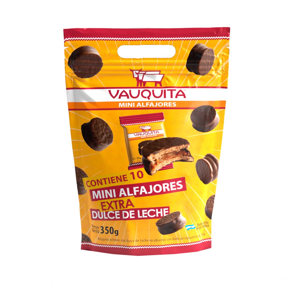Alfajores Mini Negros Sabor Dulce de Leche 350 Grs x 10 Un Vauquita